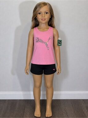 Puma Pink Girls' Tank Top with Metallic Logo size Medium NWT